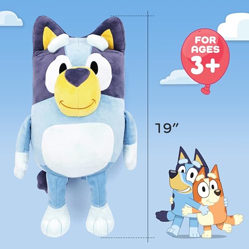 Jay Franco Bluey Plush Pillow Buddy - Super Stuffed Soft Character Pillow - Polyester Microfiber, 19 Inches