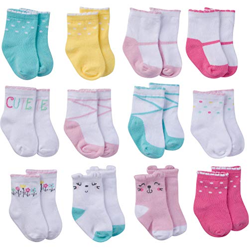 Onesies Brand Unisex Baby 12-Pair Bootie Socks Cat Crew Socks 0-6 Months