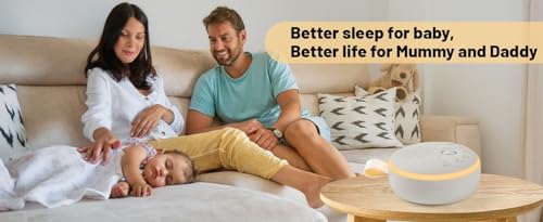 Cymrix Máquina de sonido para dormir portátil con 21 sonidos sin bucle como ruido blanco, sonido de ventilador, sonido de lluvia, canción de cuna para el cuidado del sueño, máquina de sonido de viaje con luz nocturna para adultos, bebés y niños.