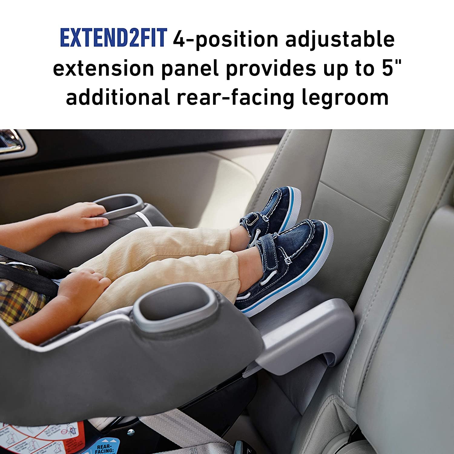 Extend2Fit Convertible Baby Car Seat, Rear and Forward Facing, Adjustable Extension Panel for Extra Legroom, Gotham