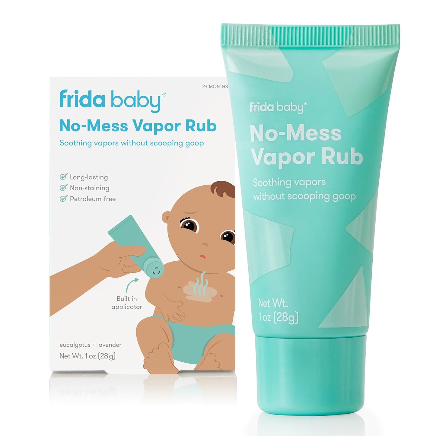 No-Mess Vapor Rub, Baby Vapor Rub for Chest, Neck, Back + Foot,Non-Staining, Petroleum-Free Hands-Free Applicator Tube, Soothing Eucalyptus & Lavender for Sleep