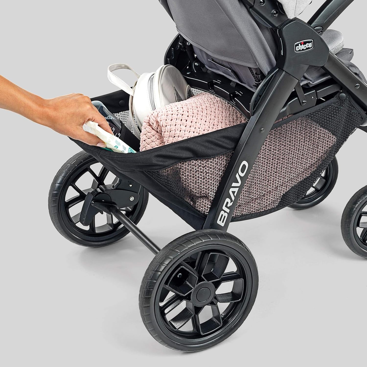 Bravo LE Trio Travel System, Bravo LE Quick-Fold Stroller with Keyfit 30 Zip Infant Car Seat, Car Seat and Stroller Combo | Driftwood/Grey
