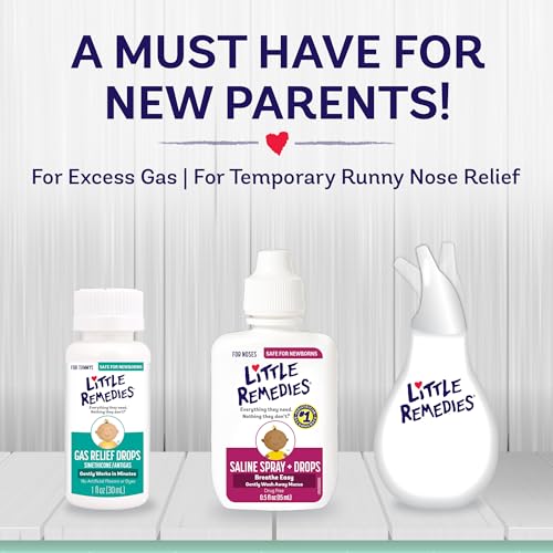 Little Remedies, New Baby Essentials Kit, 6 Newborn Essentials, Saline Nasal Spray, Gas Relief Drops, Gripe Water, Fever Reliever, & Diaper Ointment