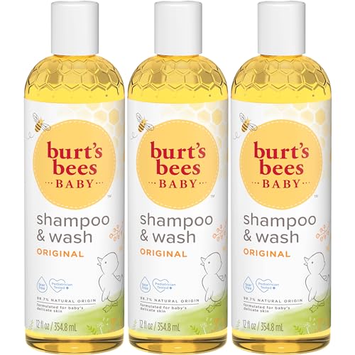 Burt's Bees Juego de champú y lavado para bebés, fórmula 2 en 1 a base de plantas de origen natural para pieles sensibles, aroma fresco original, sin desgarros, probado por pediatras, 3 botellas de tamaño de viaje, 36 oz (paquete de 3 de 12 oz)