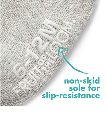 Fruit of the Loom Baby 6-Pack All Weather Crew-Length Socks, Mesh & Thermal Stretch - Unisex, Girls, Boys (0-6 Months, Grey)
