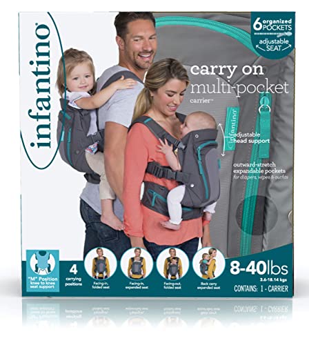 Infantino Carry On Carrier - Ergonomic, Expandable, face-in and face-Out, Front and Back Carry for Newborns and Older Babies 8-40 lbs