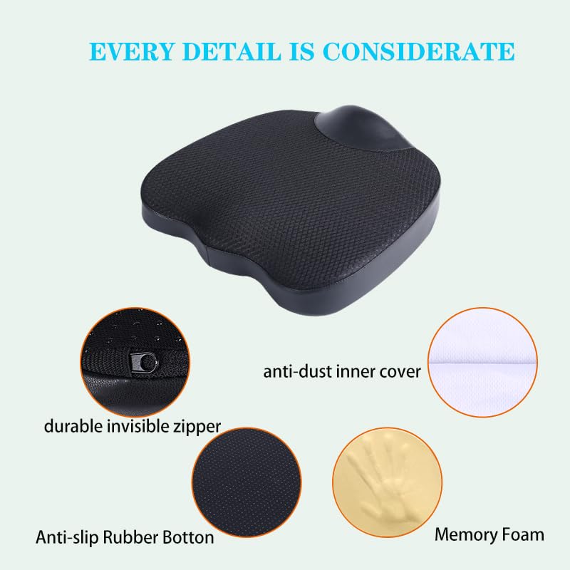 XINJUN Decompression Cushion, Comfort Memory Foam Seat Cushion for Car Seat Drivers, Tailbone (Coccyx) Pain Relief Cushion, Office Chair Cushion (Black)