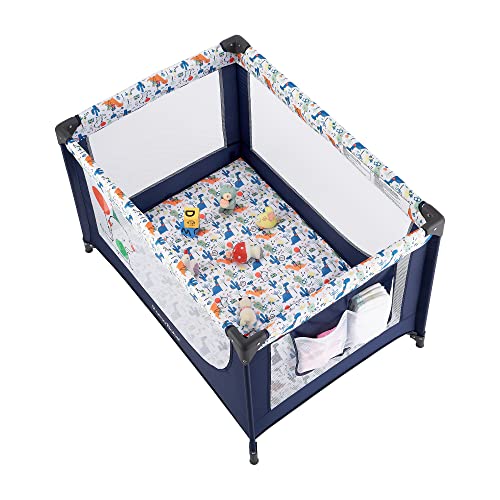 Pamo Babe Cuna portátil plegable de viaje para bebé, cómoda cuna para patio de juegos con colchón suave, paredes de malla transpirable y bolsa de transporte, azul