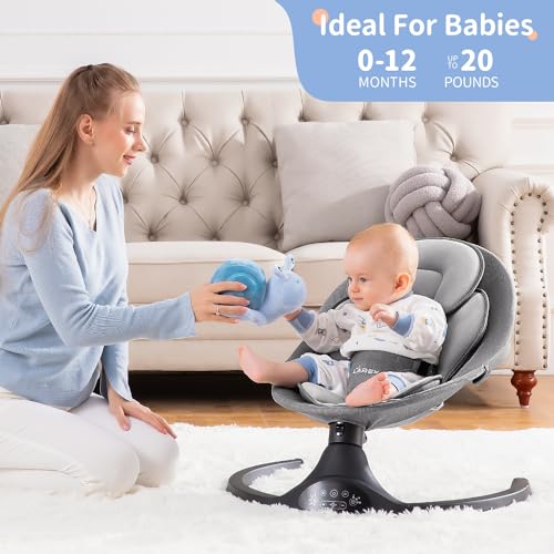 Larex Baby Swing for Infants | Electric Bouncer for Babies,Portable Swing for Baby Boy Girl,Remote Control Indoor Baby Rocker with 5 Sway Speeds,1 Seat Positions,10 Music and Bluetooth