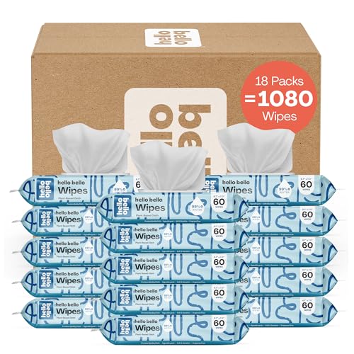 Toallitas para bebé Hello Bello extra suaves sin perfume, a base de plantas, fabricadas con 99 % de agua y aloe para bebés y niños, 1080 unidades