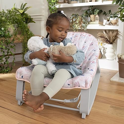 Ingenuity Keep Cozy 3 en 1 Grow with Me Asiento vibratorio para bebé y balancín para bebés a niños pequeños, vibraciones y barra de juguetes, 0-30 meses hasta 40 lbs (Ráfaga rosa)