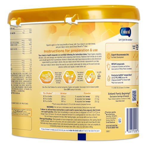 Enfamil NeuroPro Baby Formula, Infant Formula Nutrition, Triple Prebiotic Immune Blend, 2'FL HMO, & Expert-Recommended Omega-3 DHA, Perfect Choice for Baby Milk, Non-GMO, Powder Tub, 20.7 Oz