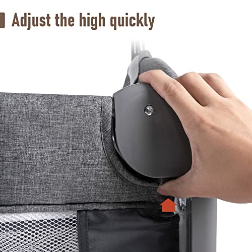 Cuna para bebé 5 en 1, moisés para bebé, cunas junto a la cama, paquete y juego con moisés y cambiador, parque portátil de viaje para bebés con juguetes para moisés y caja de música, colchón para niña, niño, recién nacido (gris)