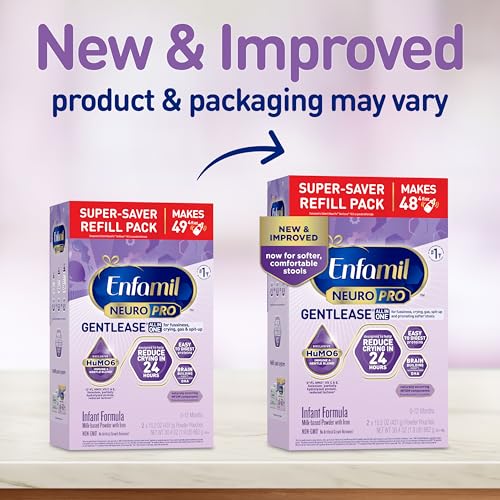 Enfamil NeuroPro Gentlease Baby Formula, Brain Building DHA, HuMO6 Immune Blend, Designed to Reduce Fussiness, Crying, Gas & Spit-up in 24 Hrs, has Prebiotics to Promote Softer Stools, Baby Milk, 30.4 Oz (Pack of 4)