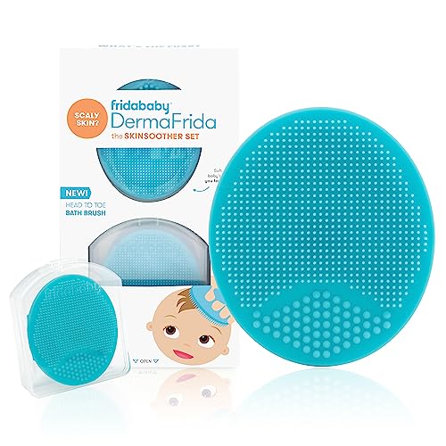 Frida Baby DermaFrida The SkinSoother Cepillo de baño para bebé | Cepillo para costra láctea para bebés, esencial para bebés para piel seca, tratamiento de costra láctea y eczema | 2 paquetes