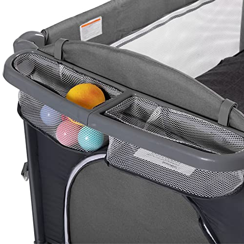 Cuna para bebé 5 en 1, moisés para bebé, cunas junto a la cama, paquete y juego con moisés y cambiador, parque portátil de viaje para bebés con juguetes para moisés y caja de música, colchón para niña, niño, recién nacido (gris)