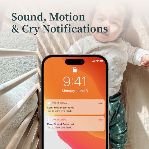 Monitor inteligente para bebés Owlet® Dream Duo: Dream Sock® aprobado por la FDA más Owlet Cam: rastrea y notifica la frecuencia del pulso y el oxígeno mientras ve al bebé en video WiFi HD de 1080p - Menta