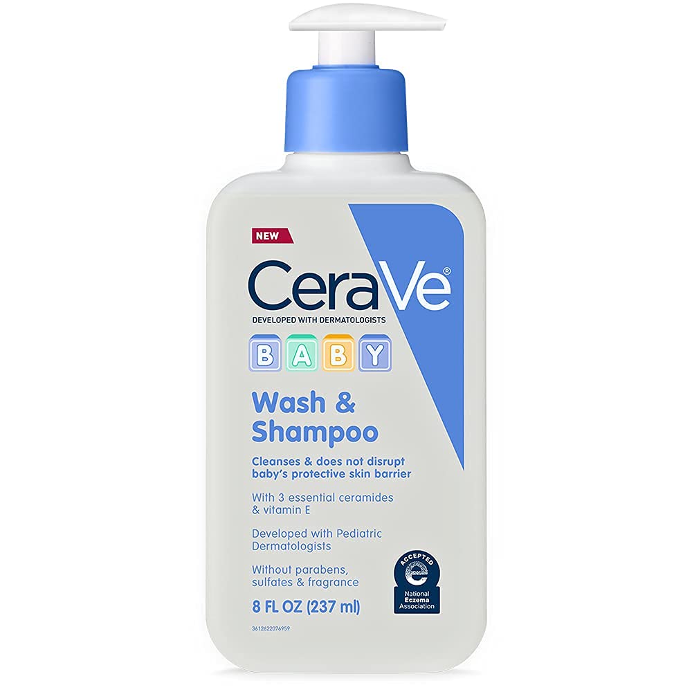 CeraVe Jabón y champú para bebés | Champú sin fragancia, parabenos ni sulfatos para la hora del baño del bebé sin lágrimas | 8 onzas