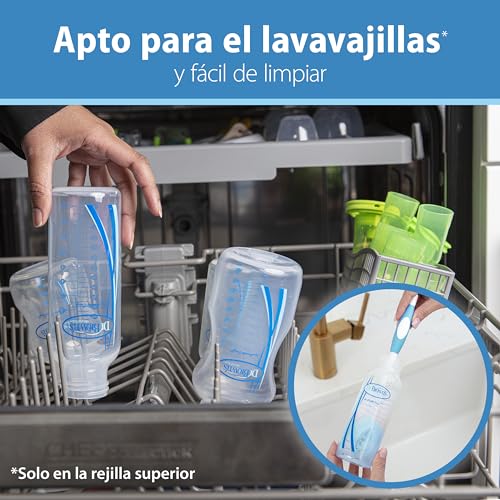 Dr. Brown's Set de alimentación anticólicos para bebés con tetinas de flujo lento, gorros de viaje y chupete de silicona - Rosa