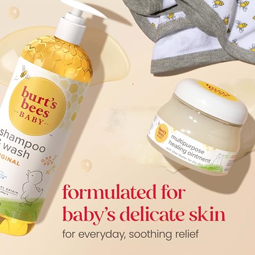 Burt's Bees Baby Shampoo and Wash Refill Bag, 2-in-1 Natural Origin Plant Based Formula for Sensitive Skin, Original Fresh Scent, Tear-Free, Pediatrician Tested, Sustainable Value Size, 33.8 Oz