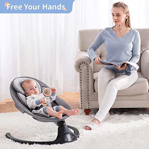 Larex Baby Swing for Infants | Electric Bouncer for Babies,Portable Swing for Baby Boy Girl,Remote Control Indoor Baby Rocker with 5 Sway Speeds,1 Seat Positions,10 Music and Bluetooth