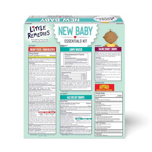 Little Remedies, New Baby Essentials Kit, 6 Newborn Essentials, Saline Nasal Spray, Gas Relief Drops, Gripe Water, Fever Reliever, & Diaper Ointment