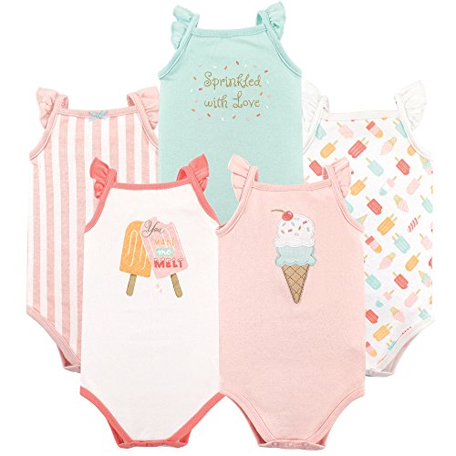 Hudson Baby Unisex Baby Cotton Sleeveless Bodysuits, Ice Cream, 0-3 Months