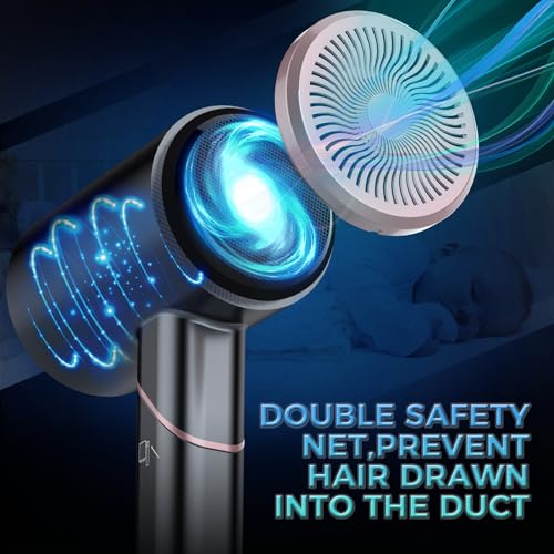 LOVEPS Hair Blow Dryer with Diffuser, 1800W Ionic Blow Dryer, Foldable Handle Travel Hair Dryer, Constant Temperature Hair Care without Hair Damage, Rose Gold