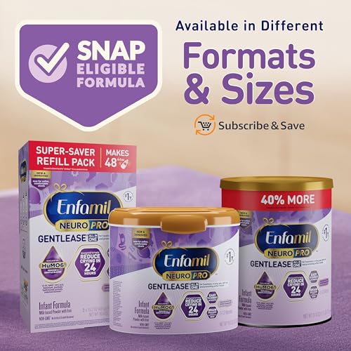 Enfamil NeuroPro Gentlease Baby Formula, Brain Building DHA, HuMO6 Immune Blend, Designed to Reduce Fussiness, Crying, Gas & Spit-up in 24 Hrs, has Prebiotics to Promote Softer Stools, Baby Milk, 30.4 Oz (Pack of 4)