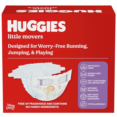 Huggies Size 3 Diapers, Little Movers Baby Diapers, Size 3 (16-28 lbs), 156 Count (6 packs of 26)