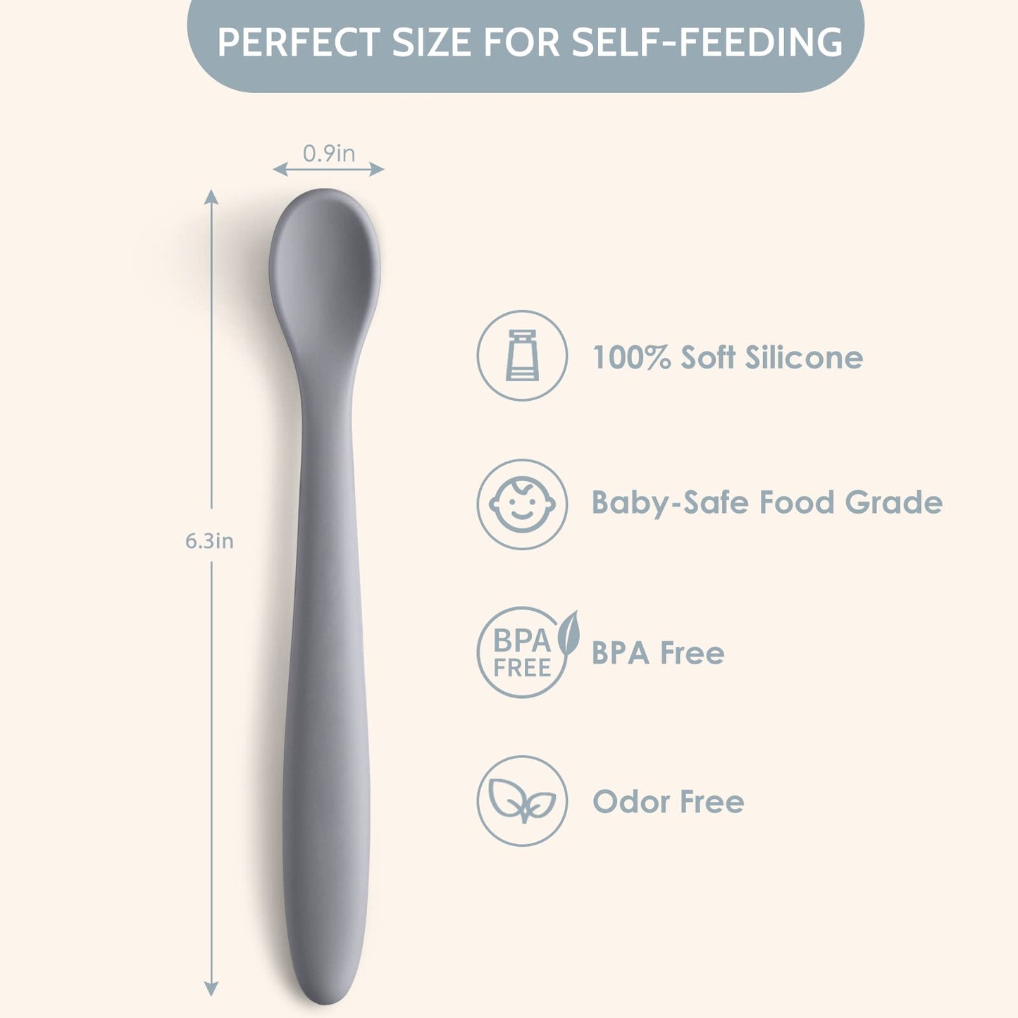 NETANY Silicone Baby Feeding Spoons, First Stage Infant Soft-Tip Easy on Gums I Training Spoon Self | Utensils Supplies, Dishwasher & Boil-proof, 6 Pack