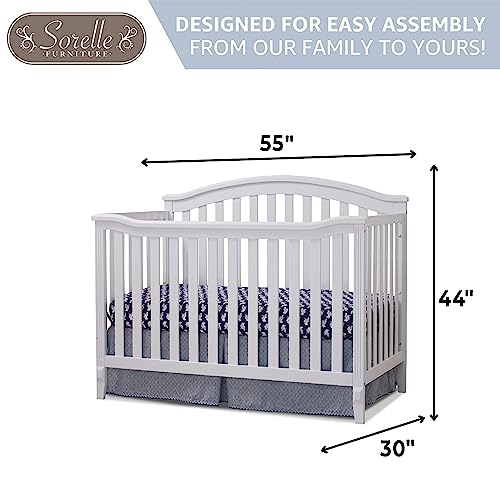 Sorelle Furniture Berkley Cuna, Cuna Convertible Clásica 4 en 1, Hecha de Madera, Acabado No Tóxico, Cama para Bebé de Madera, Cama para Niños Pequeños, Sofá Cama para Niños y Cama de Tamaño Completo, Muebles para Guardería - Blanco