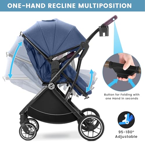 Comiga Baby Stroller Bassinet 3 in 1 Newborn Infant Toddler,Convertible Adaptable Portable Foldable Strollers,One Hand Fold, Reversible Seat,Extra Storage