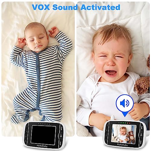 Video Baby Monitor with Camera and Audio, 3.2Inch LCD Display, Infrared Night Vision, Two-Way Audio and Room Temperature Monitoring,Lullaby,Sound Activated Screen