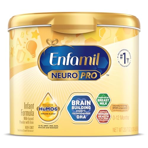 Fórmula para bebés Enfamil NeuroPro, nutrición de fórmula infantil, mezcla inmune prebiótica triple, 2'FL HMO y Omega-3 DHA recomendado por expertos, elección perfecta para leche para bebés, sin OGM, bote en polvo, 20.7 oz