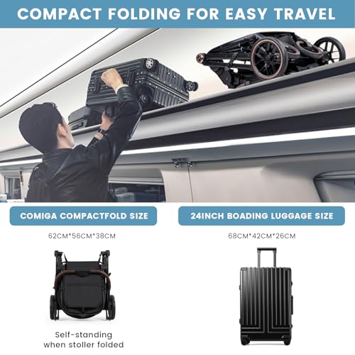 Comiga Baby Stroller Bassinet 3 in 1 Newborn Infant Toddler,Convertible Adaptable Portable Foldable Strollers,One Hand Fold, Reversible Seat,Extra Storage