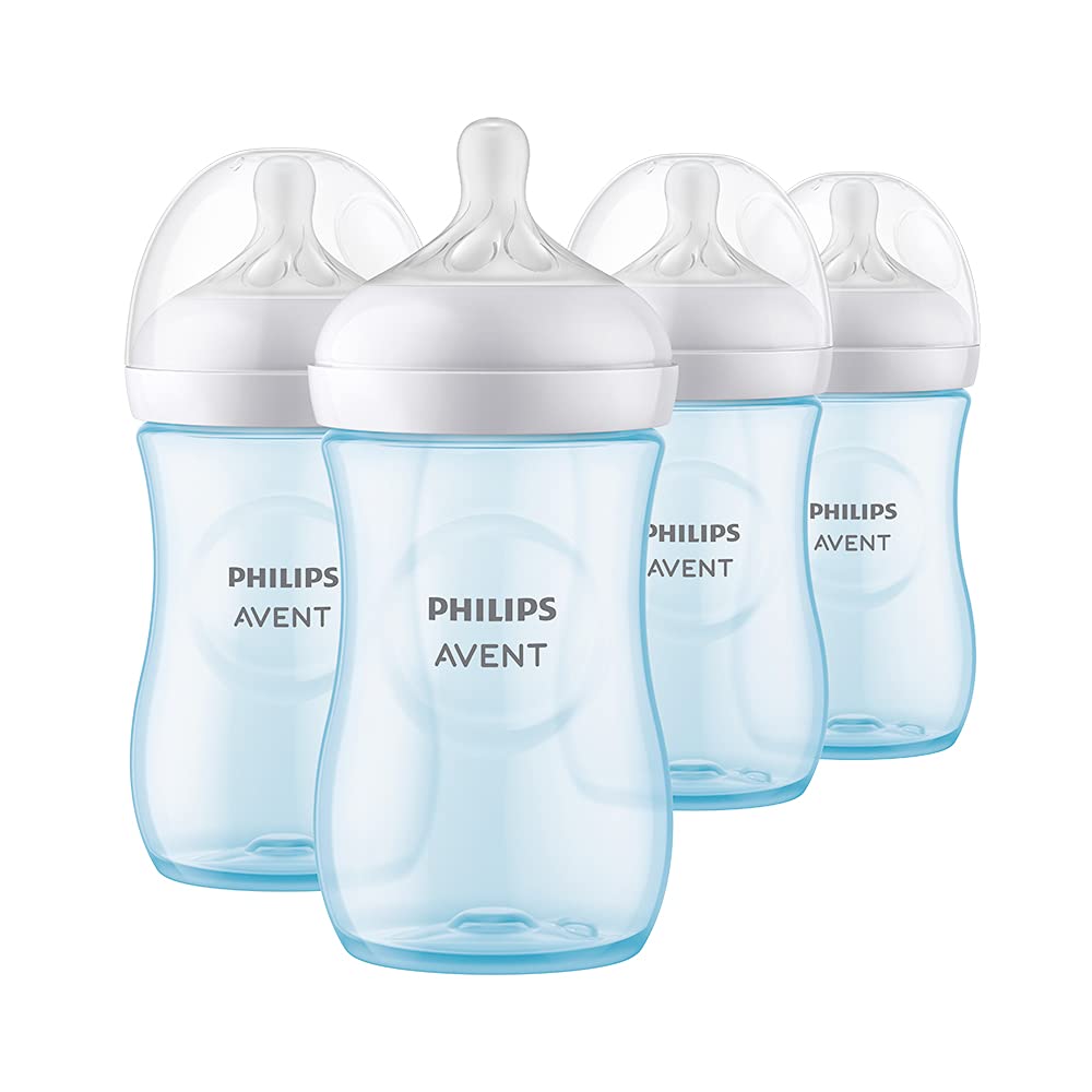 Philips AVENT Natural Baby Bottle with Natural Response Nipple, Blue, 9oz, 4pk, SCY903/24