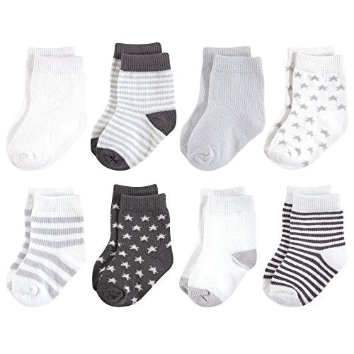 Touched by Nature baby boys Organic Cotton Casual Socks, Charcoal Stars, 0-6 Months US