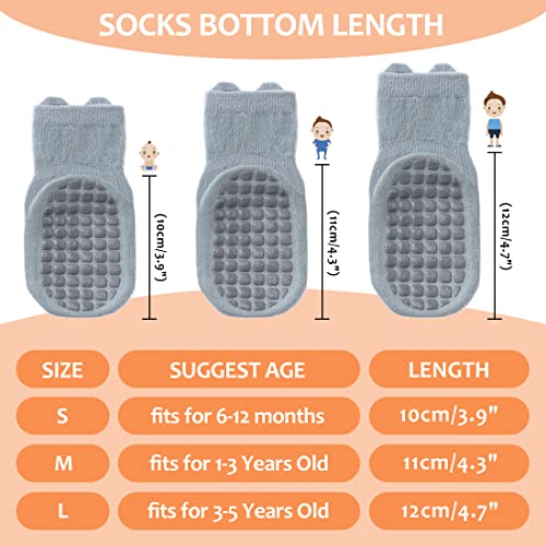 TRUEHAN 5 Pairs Toddler Non Slip Socks with Grips Baby Socks for Kids Girls Boys （5 Pairs Animal A，6-12 months）