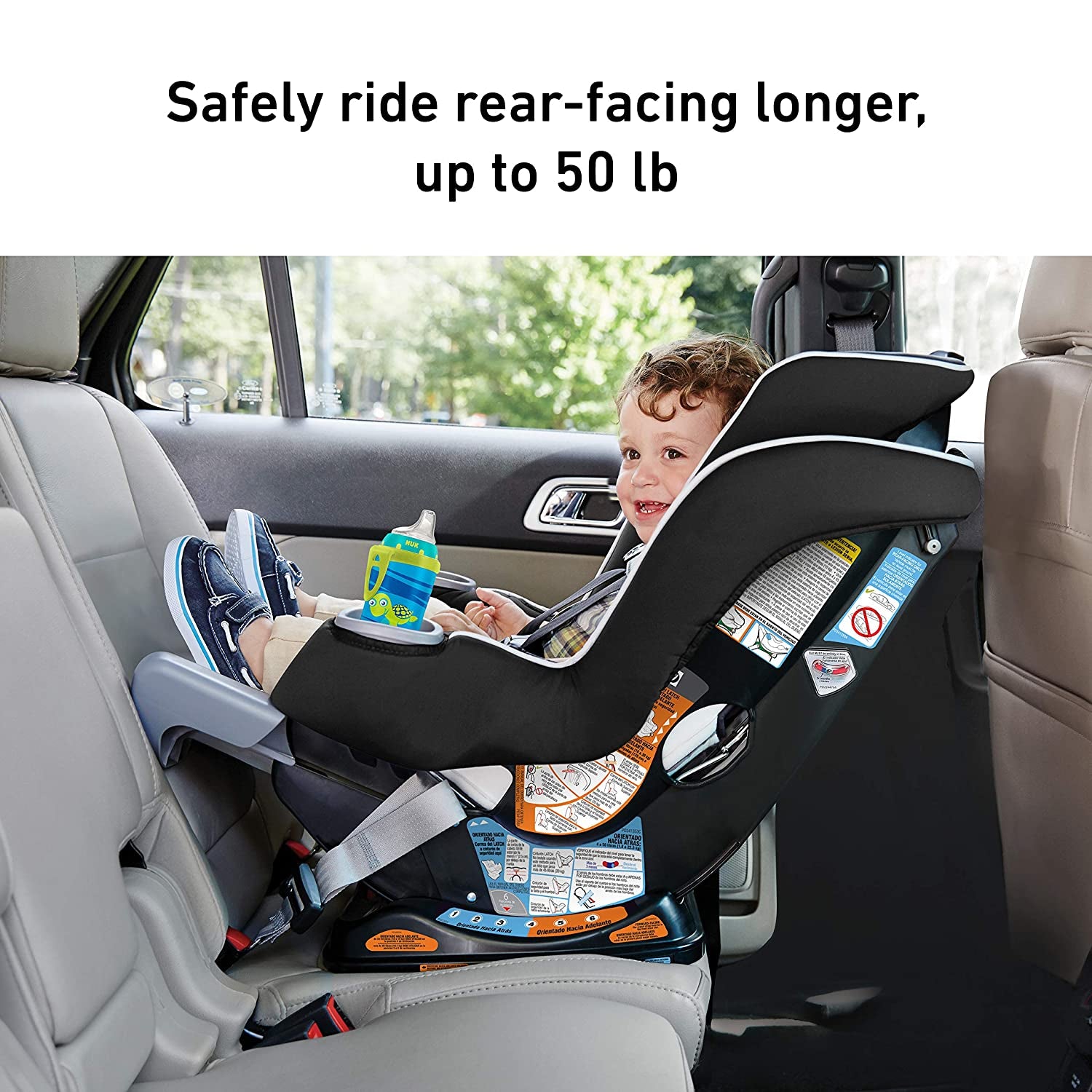 Extend2Fit Convertible Baby Car Seat, Rear and Forward Facing, Adjustable Extension Panel for Extra Legroom, Gotham