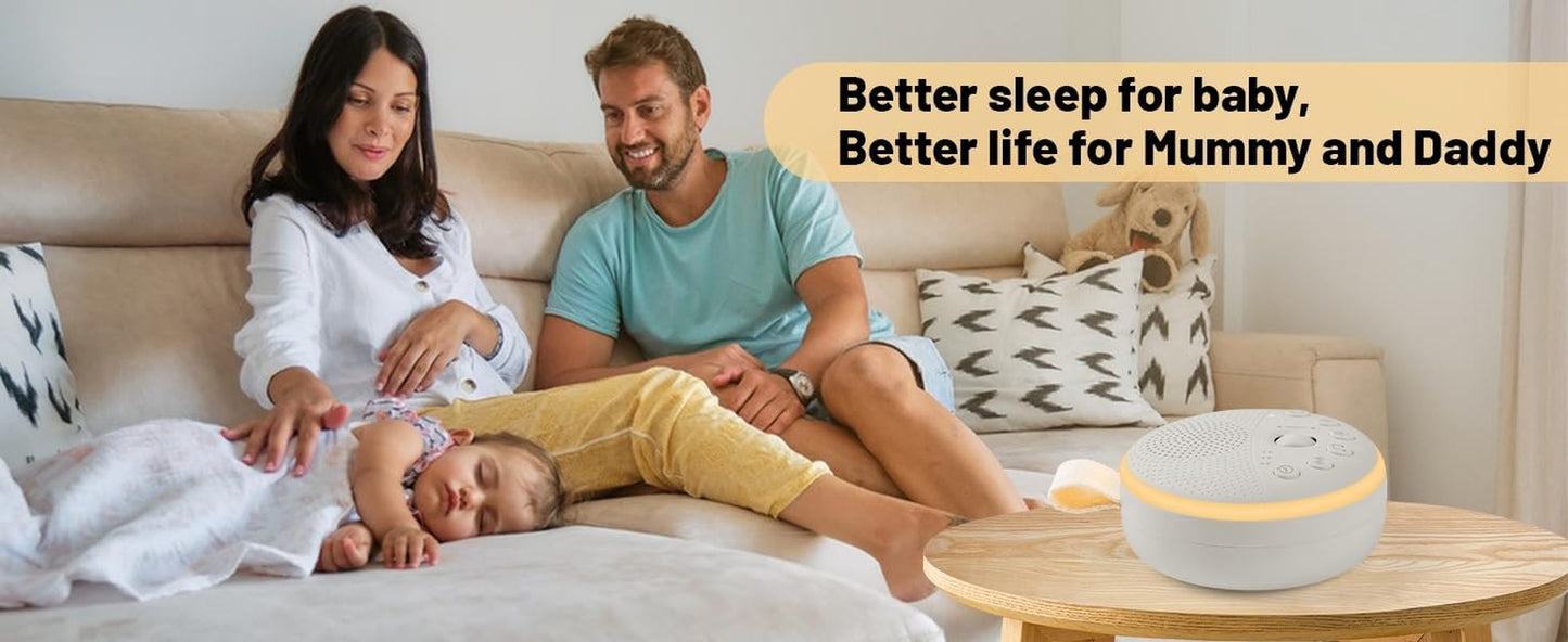 Baby Sleep Machine, Portable White Noise Sound Machine with Built-In Night Light with 21 Sound Modes for Deep Restful Sleep, Including Shhhhhh, Music, Rain, Fan, Ocean Sound, Lullaby and More