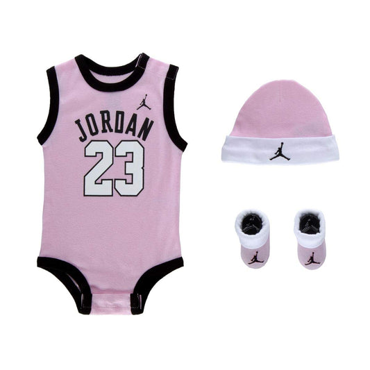 Nike Jordan Infant Jumpman Air 23 3 Piece Set (Pink(LJ0208-A9Y)/White, 0-6 Months)