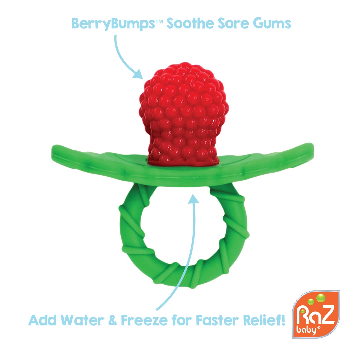 RaZbaby 2-Pack Silicone Berrybumps Baby Teething Toys - BPA Free, Hands Free Design, Teething Relief