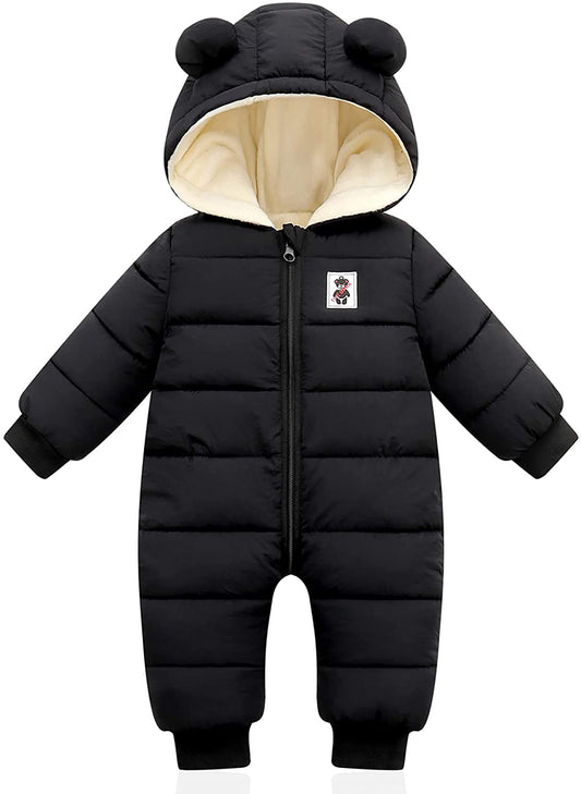 Baby Clothes Newborn Boy Girl Snowsuit Winter Coats Infant Jumpsuit Bodysuits Registry for Baby Essentials Stuff Shower Gift Black 0-3-6 Months