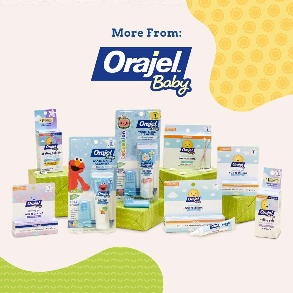 Orajel Baby Daytime & Nighttime Cooling Gels for Teething, Drug-Free, #1 Pediatrician Recommended Brand for Teething*, Two 0.18oz Tubes