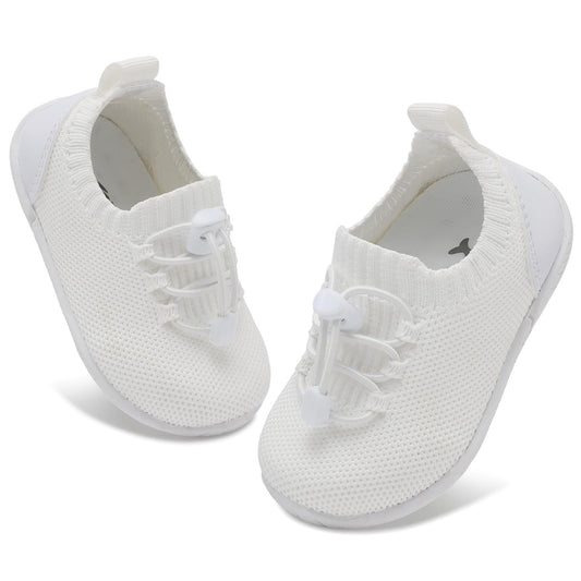 FEETCITY Infant Shoes Girls Boys Baby Walking Shoes Slip On Sneaker Newborn Crib Shoes First Walker Shoes A White