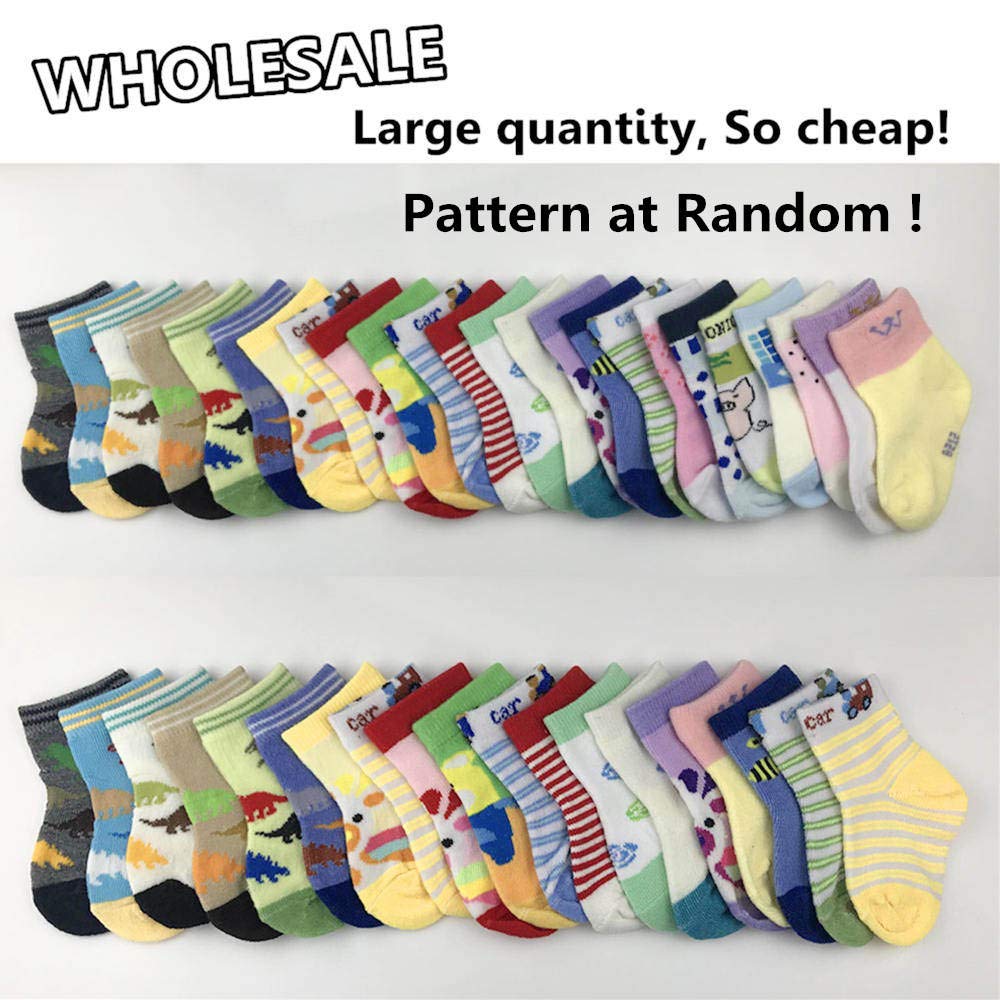 WAFUNNE Calcetines para bebés, venta al por mayor, 20 pares de calcetines para bebés de algodón para niños de 0 a 12 meses