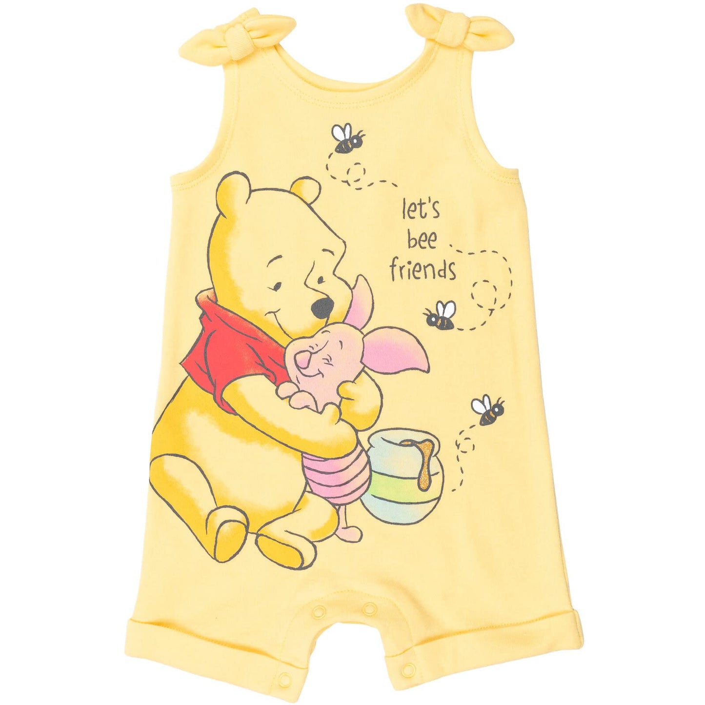 Disney Winnie The Pooh - Conjunto de mameluco y diadema para bebé, color amarillo, 6 a 9 meses