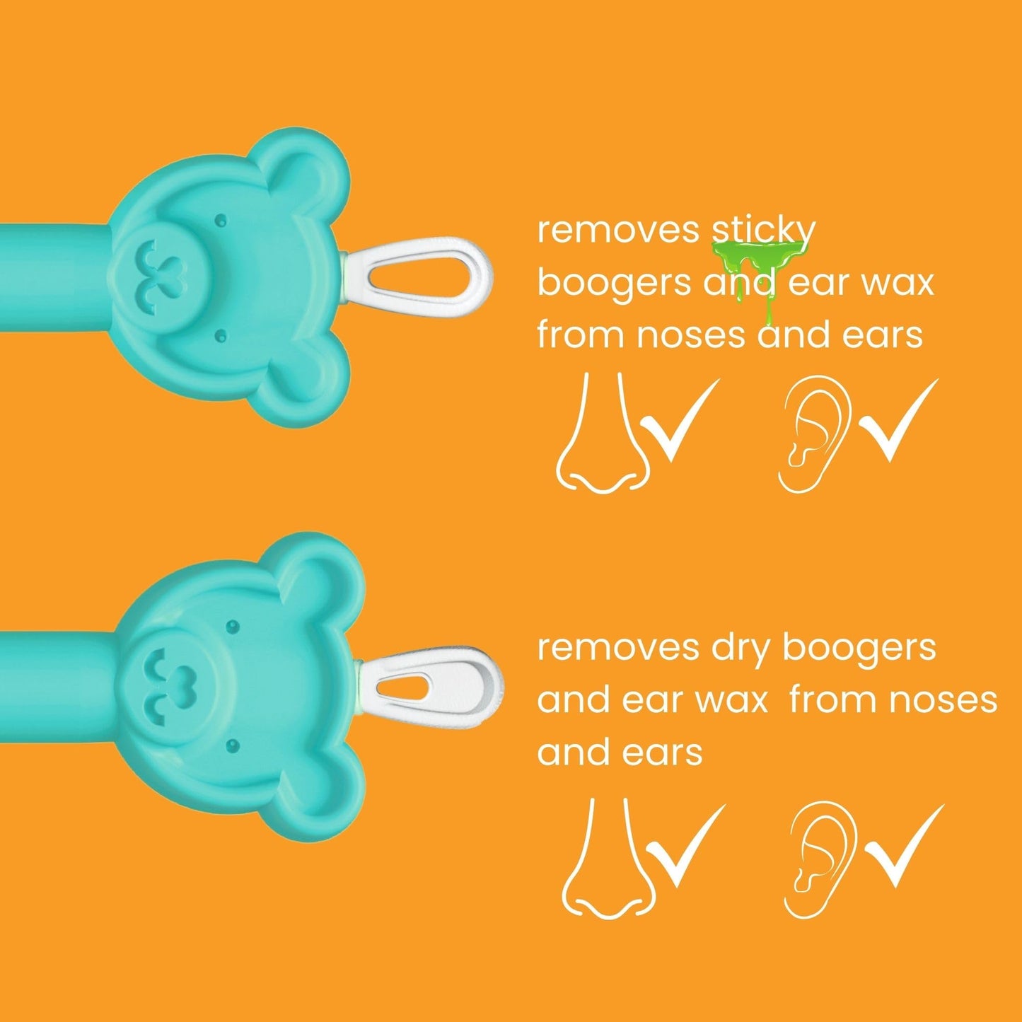 oogiebear Baby Nose Cleaner & Ear Wax Removal Tool - Safe Booger & Earwax Removal for Newborns, Infants, Toddlers - Dual-Ended - Essential Baby Stuff