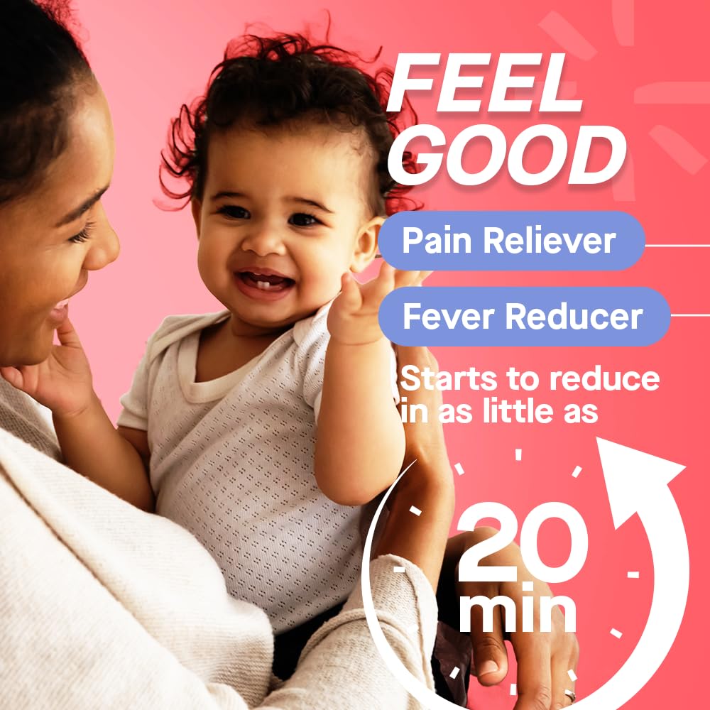 Reductor del dolor y la fiebre de los bebés Genexa | Acetaminofén para bebés, medicamento líquido en suspensión oral sin colorantes para bebés | Delicioso sabor a arándano orgánico | 160 mg por 5 ml | 2 onzas líquidas
